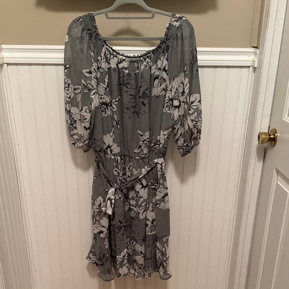 Maurices Gray/Sage Green Floral Midi Dress
